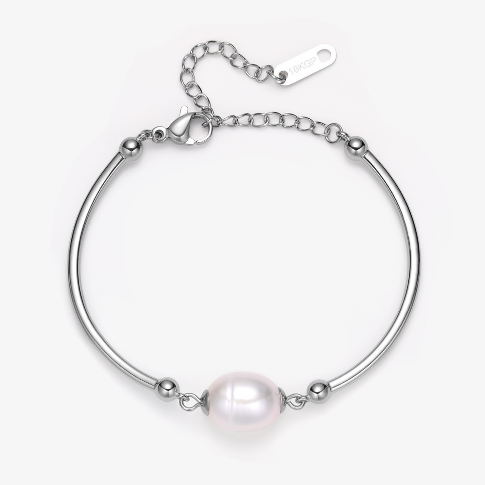 Elegant Silver Pearl Bracelet